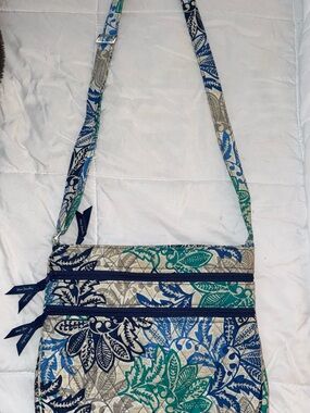 Vera Bradley Blue Teal Floral Quilted Crossbody Bag